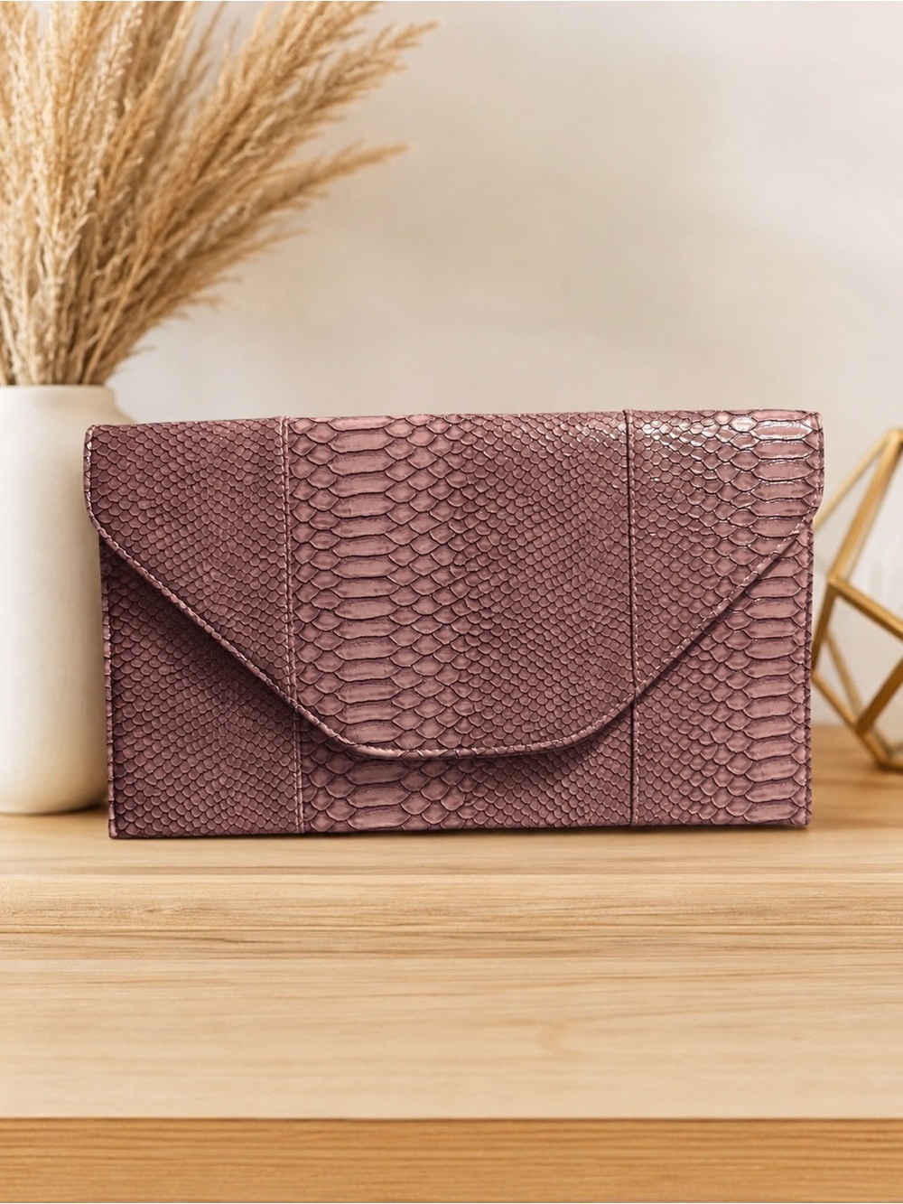 Women’s Textured Envelope Clutch in light purple